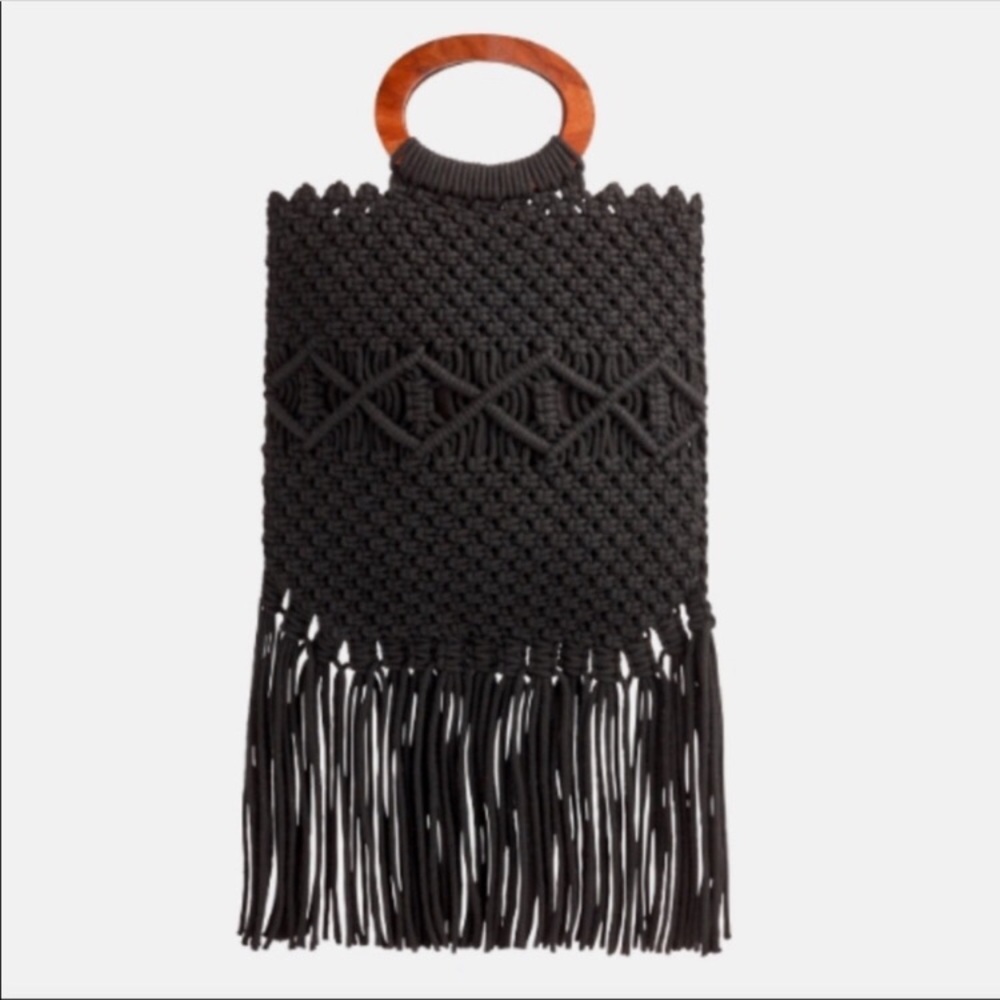 Michelle Nicole macramé black cross body bag